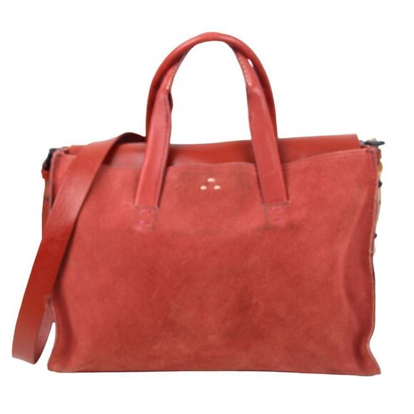 KELSI DAGGER BROOKLYN RED GENUINE LEATHER SUEDE SATCHEL SHOULDER BAG XBODY PURSE - Picture 1 of 12